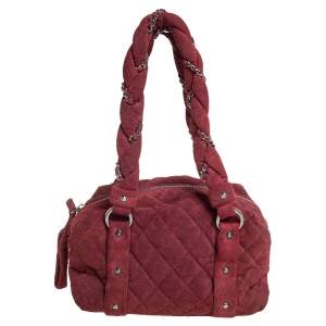 مملوكة مسبقًا Chanel Burgundy Quilted Suede Lady Braid Satchel