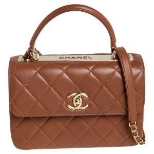 Pre Owned Chanel Beige Quilted Leather Small Trendy CC Flap Top Handle Bag