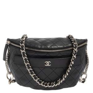 مملوكة مسبقًا Chanel Black Quilted Leather Halfmoon Bag 
