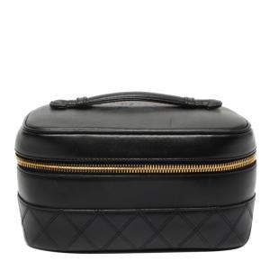 Pre Owned Chanel Black Leather Vanity Bag