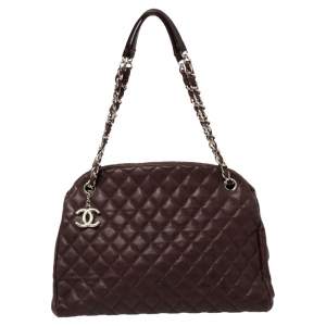 Chanel Burgundy Quilted Caviar Leather Medium Just Mademoiselle Bowler Bag