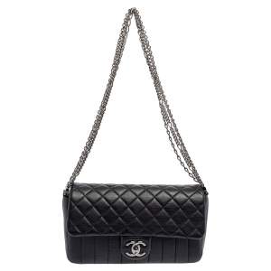 Pre Owned Chanel Black Quilted Leather Medium Single Flap Bag