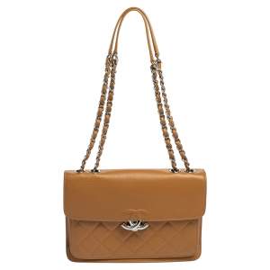 Pre Owned Chanel Dark Beige Quilted Caviar Leather Small CC Box Flap Bag