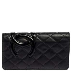 Chanel Black Quilted Leather Cambon Ligne Yen Long Wallet