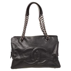 Pre Owned Chanel Black Caviar Leather Petite Timeless Tote
