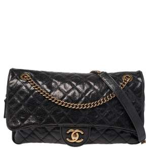 مملوكة مسبقًا Chanel Black Glazed Caviar Leather Jumbo Easy Flap Bag
