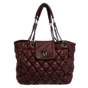 مملوكة مسبقًا Chanel Burgundy Quilted Leather Bubble Shoulder Bag