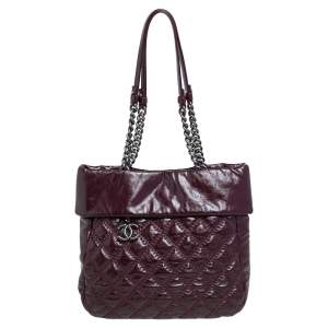 Pre Owned Chanel Burgundy Quilted Leather Ultimate Stitch Tote 