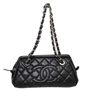 Pre Owned Chanel Black Quilted Leather CC Timeless Shoulder Bag
