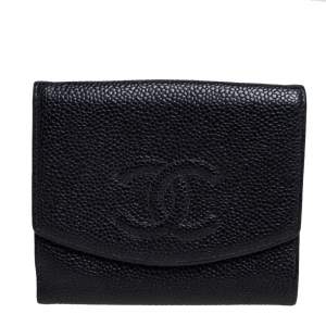 Chanel Black Caviar Leather French Wallet