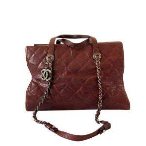 Chanel Burgundy Quilted Caviar Leather Chic Tote Bag