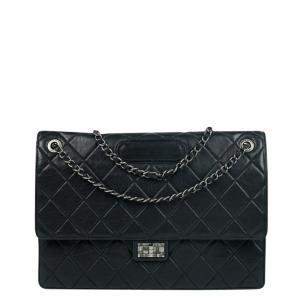 Chanel Black Lambskin Leather Takeaway Maxi Flap Bag