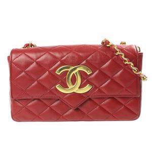 Chanel Red Leather Small Shoulder Flap Bag