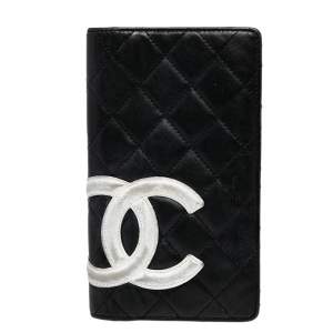 Chanel Black Quilted Leather Cambon Ligne Yen Long Wallet