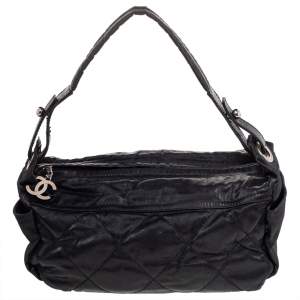 Chanel Black Quilted Nylon Small Biarritz Hobo