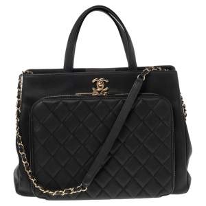 Chanel Black Quilted Caviar Leather Large Business Affinity Shopper Tote