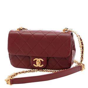 Chanel Red/Maroon Lambskin Leather Small Flap Shoulder Bag