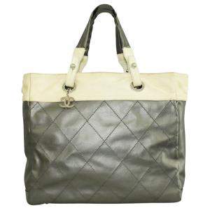Chanel Gold Coated Canvas Biarritz Tote Bag 
