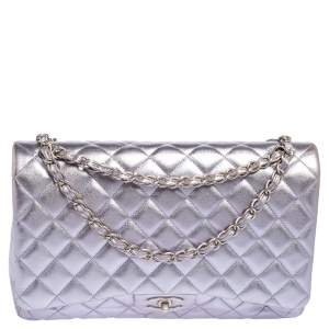 مملوكة مسبقًا Chanel Metallic Lilac Quilted Leather Maxi Classic Double Flap Bag