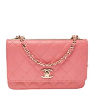Chanel Pink Quilted Leather Trendy CC Wallet On Chain