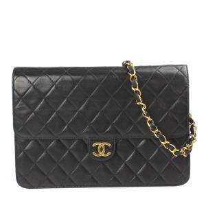 Chanel Black Leather Vintage Single Flap Bag 