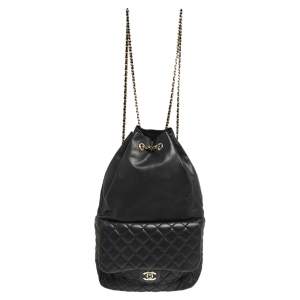 Pre Owned Chanel Black Quilted Leather Large Seoul Backpack