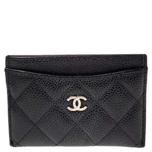 Chanel Black Quilted Leather CC Card Holder 