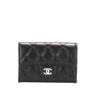 Pre Owned Chanel Black Matelasse Leather CC Wallet