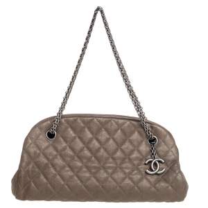 Pre Owned Chanel Dark Beige Leather Small Just Mademoiselle Bowler Bag