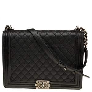 مملوكة مسبقًا Chanel Black Quilted Leather Large Boy Flap Bag
