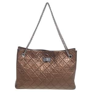 Chanel Bronze Quilted Aged Leather 2.55 Reissue Shopping Tote 