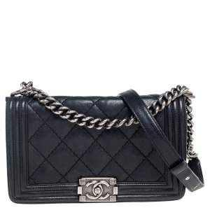Chanel Black Quilted Leather Medium Boy Bag