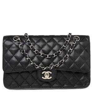 مملوكة مسبقًا Chanel Black Quilted Caviar Leather Medium Classic Double Flap Bag