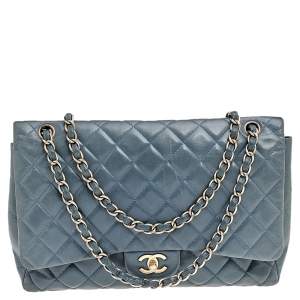 مملوكة مسبقًا Chanel Blue Quilted Leather Maxi Classic Single Flap Bag