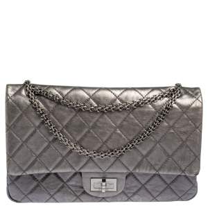 Pre Owned Chanel Metallic Quilted Aged Leather Reissue 2.55 Classic 227 Flap Bag