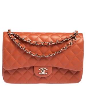 Pre Owned Chanel Brown Quilted Leather Jumbo Classic Double Flap Bag