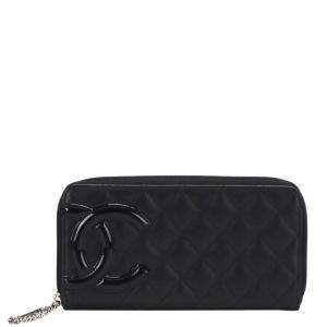 Chanel Black Lambskin Leather Cambon Ligne Wallet