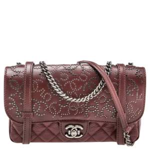 مملوكة مسبقًا Chanel Red Quilted Leather Paris Dallas Studded Flap Bag