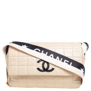مملوكة مسبقًا Chanel Ivory Leather East West Star Chocolate Bar Flap Shoulder Bag