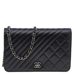 Chanel Black Quilted Leather Coco Boy Flap WOC Bag