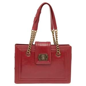 Chanel Red Leather Small Jetsetter Boy Tote