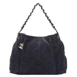 Chanel Black Quilted Nubuck Leather Diamond Stitch Shoulder Bag 