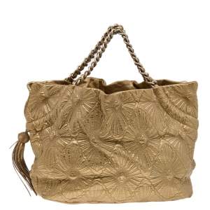 Pre Owned Chanel Gold Quilted Leather Ca D'Oro Tote