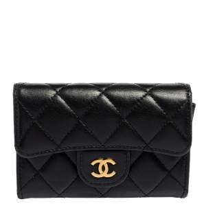 Chanel Black Quilted Leather CC Classic Flap Card Case