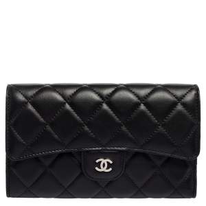 Chanel Black Quilted Leather Classic Flap Continental Wallet