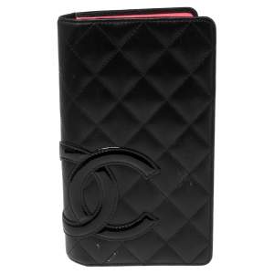 Chanel Black Quilted Leather Cambon Ligne Bifold Wallet