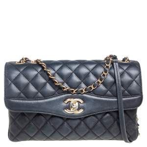 Chanel Dark Blue Quilted Leather Coco Vintage Flap Bag