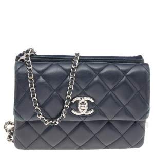 Chanel Navy Blue Quilted Leather Daily Zippy Crossbody Bag