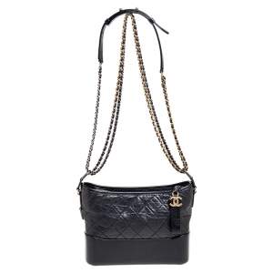 Pre Owned Chanel Black Quilted Leather Gabrielle With Novelty Strap Hobo