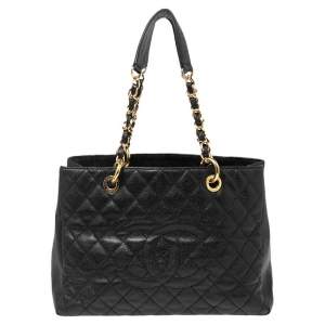 Chanel Black Quilted Caviar Leather Grand Shopper Tote 